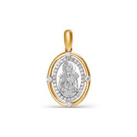 Золотая подвеска-иконка Божией Матери Семистрельная КЮЗ Del'ta с фианитом D032269 D032269 фото