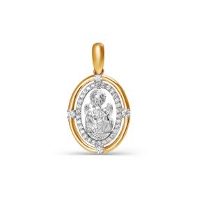 Золотая подвеска-иконка Ангел Хранитель КЮЗ Del'ta с фианитом D032273 D032273 фото