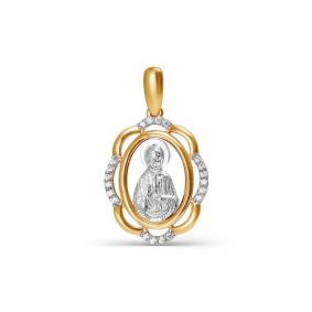 Золотая подвеска-иконка Святая блаженная Матрона КЮЗ Del'ta с фианитом D032289 D032289 фото