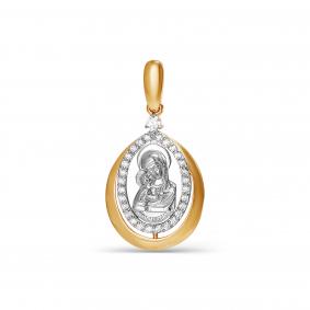 Золотая подвеска Иконка Божией Матери Владимирская КЮЗ Del'ta с фианитом D032300 D032300 фото