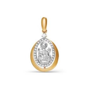 Золотая подвеска-иконка Ангел хранитель КЮЗ Del'ta с фианитом D032303 D032303 фото