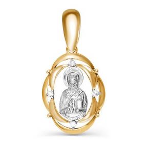Золотая подвека-конка Святитель Николай Чудотворец КЮЗ Del'ta с фианитом D032308 D032308 фото