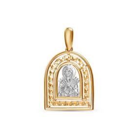 Золотая подвеска-иконка Божией Матери Семистрельная КЮЗ Del'ta D032317 D032317 фото
