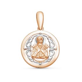 Золотая подвеска-иконка Божией Матери Семистрельная КЮЗ Del'ta с фианитом D032378 D032378 фото