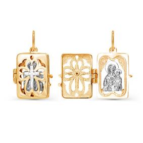 Золотая подвеска-иконка Божией Матери Казанская КЮЗ Del'ta с фианитом D032470 D032470 фото