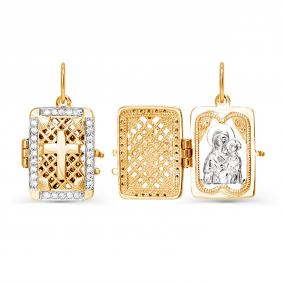 Золотая подвеска-иконка Божией Матери Казанская КЮЗ Del'ta с фианитом D032500 D032500 фото