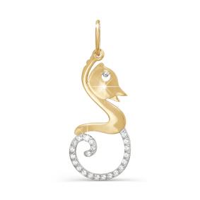 Золотая подвеска КЮЗ Del'ta D032862 с фианитом D032862 фото