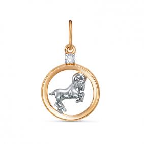 Золотая подвеска Знак зодиака Овен КЮЗ Del'ta с фианитом D033078 D033078 фото