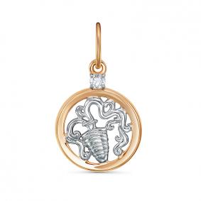 Золотая подвеска Знак зодиака Водолей КЮЗ Del'ta с фианитом D033088 D033088 фото