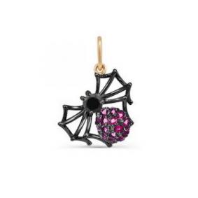 Золотая подвеска КЮЗ Del'ta D033537 с фианитом и рубиновым корундом D033537 фото