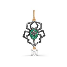 Золотая подвеска КЮЗ Del'ta D033541 с фианитом и кварцем D033541 фото