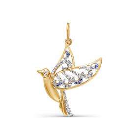 Золотая подвеска КЮЗ Del'ta D034141 с фианитом D034141 фото