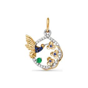 Золотая подвеска КЮЗ Del'ta D034162 с фианитом D034162 фото