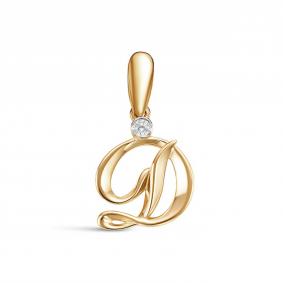 Золотая подвеска-буква Д КЮЗ Del'ta с фианитом D034230 D034230 фото
