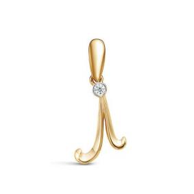 Золотая подвеска буква Л КЮЗ Del'ta с фианитом D034233 D034233 фото