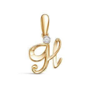 Золотая подвеска буква Н КЮЗ Del'ta с фианитом D034235 D034235 фото