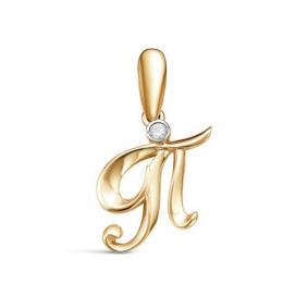 Золотая подвеска-буква П КЮЗ Del'ta с фианитом D034237 D034237 фото