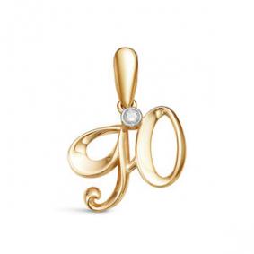 Золотая подвеска буква Ю КЮЗ Del'ta с фианитом D034241 D034241 фото