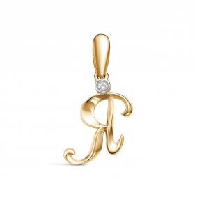 Золотая подвеска-буква Я КЮЗ Del'ta с фианитом D034242 D034242 фото