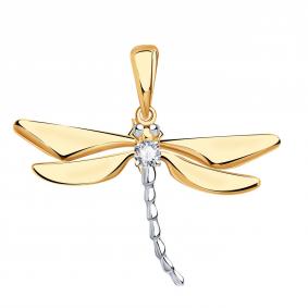 Золотая подвеска КЮЗ Del'ta D034914 с фианитом D034914 фото