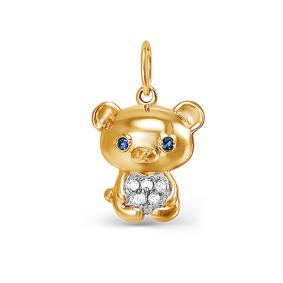 Золотая подвеска КЮЗ Del'ta D035314 с фианитом D035314 фото