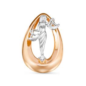Золотая подвеска Знак зодиака Весы КЮЗ Del'ta с фианитом D035550 D035550 фото
