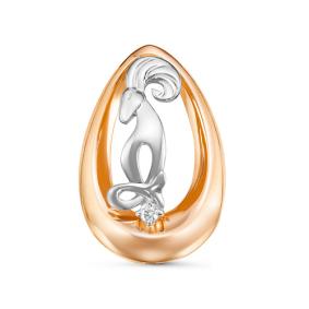 Золотая подвеска Знак зодиака Овен КЮЗ Del'ta с фианитом D035552 D035552 фото