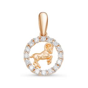 Золотая подвеска Знак зодиака Овен КЮЗ Del'ta с фианитом D035795 D035795 фото