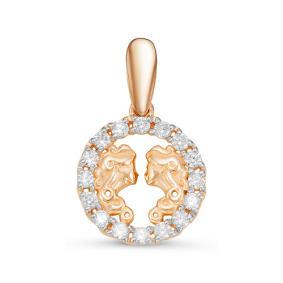 Золотая подвеска Знак зодиака Близнецы КЮЗ Del'ta с фианитом D035797 D035797 фото