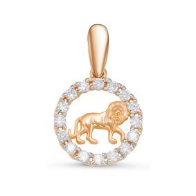 Золотая подвеска Знак зодиака Лев КЮЗ Del'ta с фианитом D035799 D035799 фото