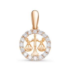 Золотая подвеска Знак зодиака Весы КЮЗ Del'ta с фианитом D035801 D035801 фото