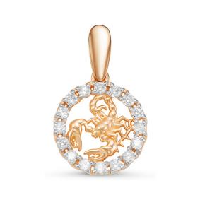 Золотая подвеска Знак зодиака Скорпион КЮЗ Del'ta с фианитом D035802 D035802 фото