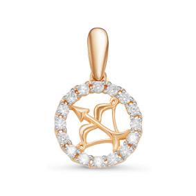 Золотая подвеска Знак зодиака Стрелец КЮЗ Del'ta с фианитом D035803 D035803 фото