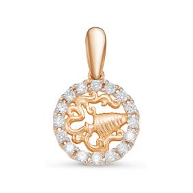 Золотая подвеска Знак зодиака Водолей КЮЗ Del'ta с фианитом D035805 D035805 фото