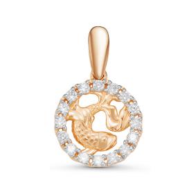 Золотая подвеска Знак зодиака Рыбы КЮЗ Del'ta с фианитом D035806 D035806 фото