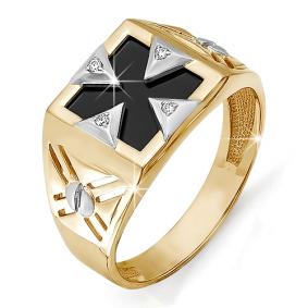 Золотое кольцо КЮЗ Del'ta D040209 с фианитом D040209 фото