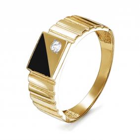 Золотое кольцо КЮЗ Del'ta D040227 с фианитом и эмалью D040227 фото