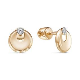 Золотые серьги КЮЗ Del'ta D0500251 с фианитом D0500251 фото