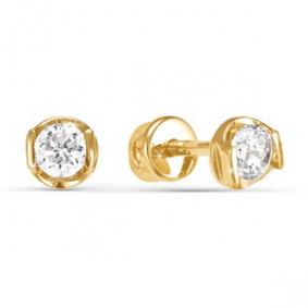 Золотые серьги КЮЗ Del'ta D050035 с фианитом D050035 фото