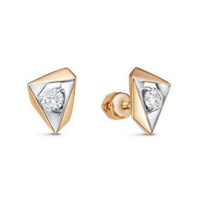 Золотые серьги КЮЗ Del'ta D0500537 с фианитом D0500537 фото