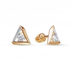 Золотые серьги КЮЗ Del'ta D0500682 с фианитом D0500682 фото