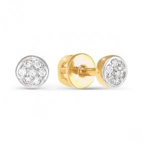 Золотые серьги КЮЗ Del'ta D050086 с фианитом D050086 фото