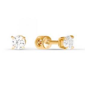 Золотые серьги КЮЗ Del'ta D050095 с фианитом D050095 фото