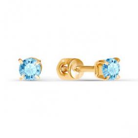 Золотые серьги КЮЗ Del'ta D050106 с фианитом D050106 фото