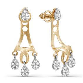 Золотые серьги КЮЗ Del'ta D050142 с фианитом D050142 фото