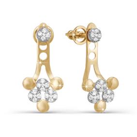 Золотые серьги КЮЗ Del'ta D050143 с фианитом D050143 фото