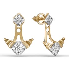 Золотые серьги КЮЗ Del'ta D050146 с фианитом D050146 фото