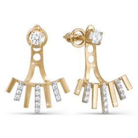 Золотые серьги КЮЗ Del'ta D050147 с фианитом D050147 фото