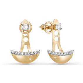 Золотые серьги КЮЗ Del'ta D050153 с фианитом D050153 фото
