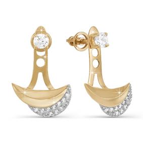 Золотые серьги КЮЗ Del'ta D050157 с фианитом D050157 фото